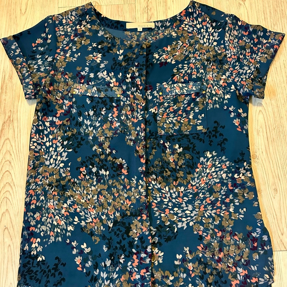 Chic Floral Women's Blouse in Teal